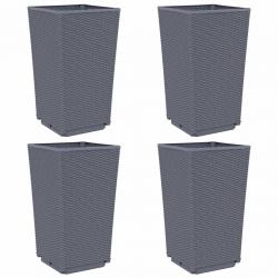 Jardinière bac lit surélevé plantes fleurs jardin terrasses lot de 4 32,5 x 32,5 x 57 cm PP gris 02