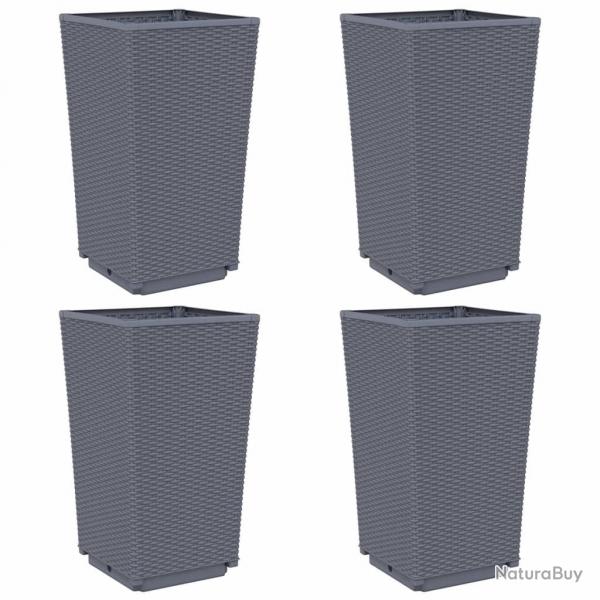 Jardinire bac lit surlev plantes fleurs jardin terrasses lot de 4 32,5 x 32,5 x 57 cm PP gris 02