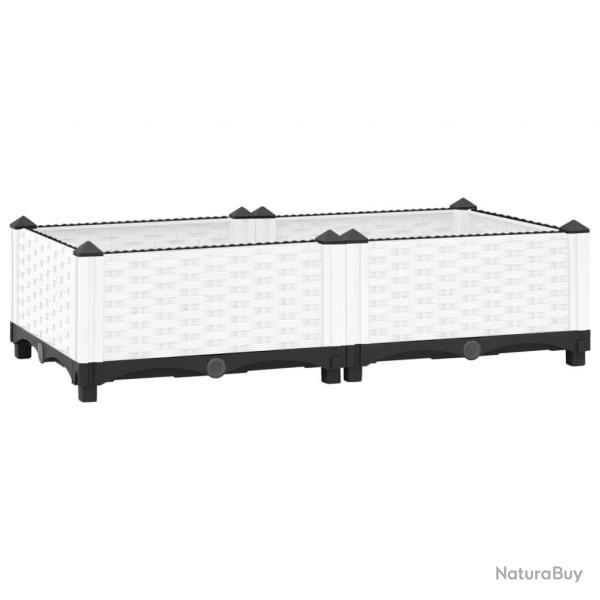 Jardinire bac lit surlev plantes fleurs terrasse jardin 80 x 40 x 23 cm polypropylne blanc 02_0