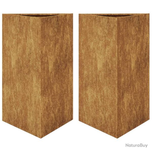 Jardinire bac lit surlev plantes fleurs jardin terrasses lot de 2 triangulaire 50 x 43 x 75 cm a