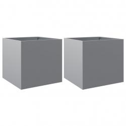 Jardinière bac lit surélevé plantes fleurs jardin terrasses lot de 2 argenté 49 x 47 x 46 cm acier
