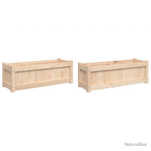 Jardinire bac lit surlev plantes fleurs jardin terrasses lot de 2 bois de pin massif marron 02_0