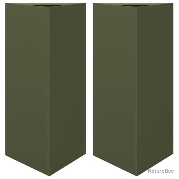 Jardinire bac lit surlev plantes fleurs jardin terrasses lot de 2 olive triangulaire 40 x 34,5 x