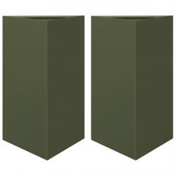 Jardinière bac lit surélevé plantes fleurs jardin terrasses lot de 2 olive triangulaire 50 x 43 x 7
