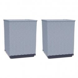 Jardinière bac lit surélevé plantes fleurs jardin terrasses lot de 2 clair 30 x 30 x 37 cm polyprop