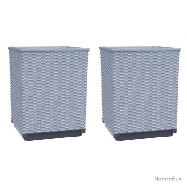 Jardinire bac lit surlev plantes fleurs jardin terrasses lot de 2 clair 30 x 30 x 37 cm polyprop