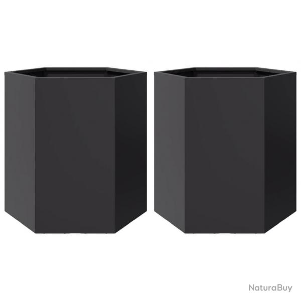 Jardinire bac lit surlev plantes fleurs jardin terrasses lot de 2 hexagone 46 x 40 x 45 cm acier