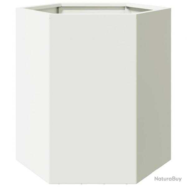 Jardinire bac lit surlev plantes fleurs terrasse jardin hexagone 46 x 40 x 45 cm acier blanc 02_