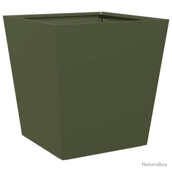 Jardinire bac lit surlev plantes fleurs terrasse jardin olive 40 x 40 x 40 cm acier vert 02_0038