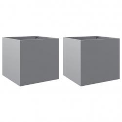Jardinière bac lit surélevé plantes fleurs jardin terrasses lot de 2 argenté 42 x 40 x 39 cm acier