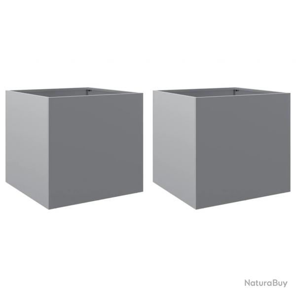 Jardinire bac lit surlev plantes fleurs jardin terrasses lot de 2 argent 42 x 40 x 39 cm acier