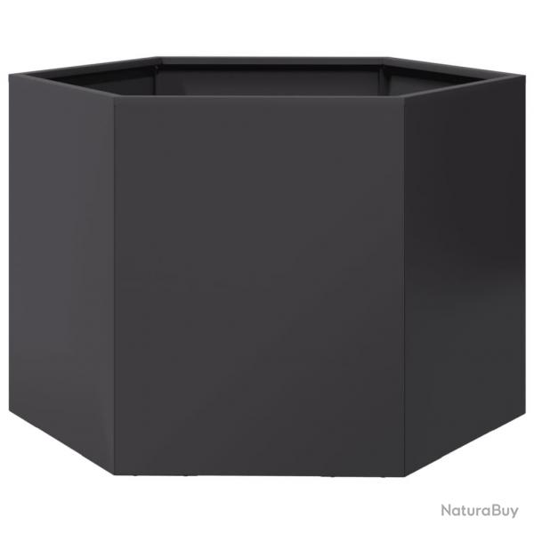 Jardinire bac lit surlev plantes fleurs terrasse jardin hexagone 69 x 60 x 45 cm acier noir 02_0