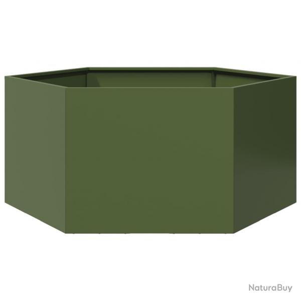Jardinire bac lit surlev plantes fleurs terrasse jardin olive hexagone 104 x 90 x 45 cm acier ve