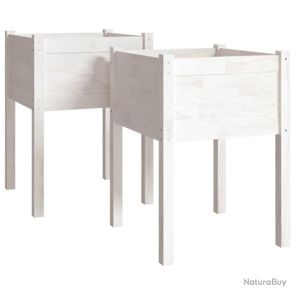 Jardinire bac lit surlev plantes fleurs jardin terrasses lot de 2 50 x 50 x 70 cm bois de pin ma