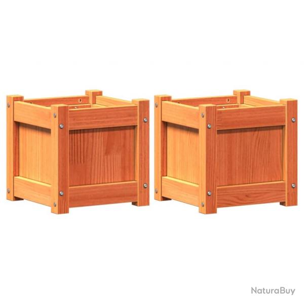 Jardinire bac lit surlev plantes fleurs jardin terrasses lot de 2 cire bois de pin massif marron