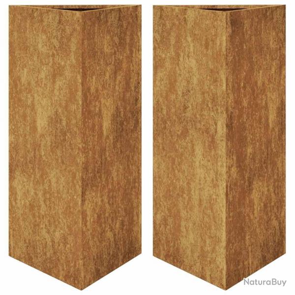 Jardinire bac lit surlev plantes fleurs jardin terrasses lot de 2 triangulaire 40 x 34,5 x 70 cm