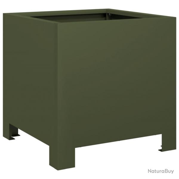 Jardinire bac lit surlev plantes fleurs terrasse jardin olive 30 x 30 x 30 cm acier vert 02_0038