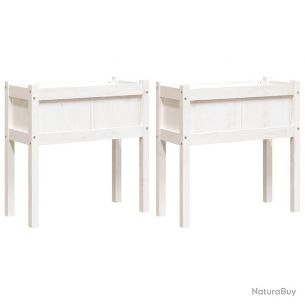 Jardinire bac lit surlev plantes fleurs jardin terrasses lot de 2 avec pieds bois de pin massif