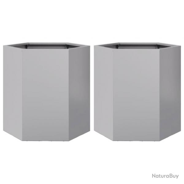 Jardinire bac lit surlev plantes fleurs jardin terrasses lot de 2 hexagonee 46 x 40 x 45 cm acie