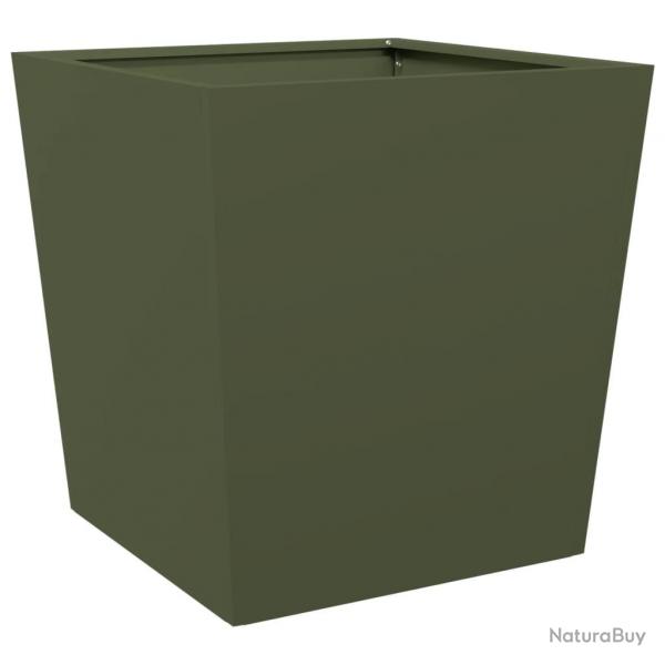 Jardinire bac lit surlev plantes fleurs terrasse jardin olive 50 x 50 x 50 cm acier vert 02_0038