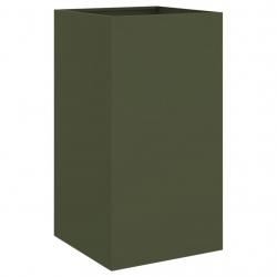 Jardinière bac lit surélevé plantes fleurs terrasse jardin olive 42 x 38 x 75 cm acier vert 02_0038