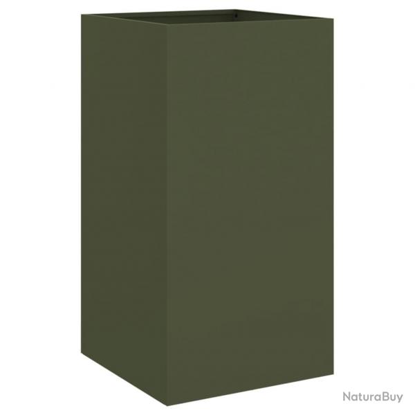 Jardinire bac lit surlev plantes fleurs terrasse jardin olive 42 x 38 x 75 cm acier vert 02_0038