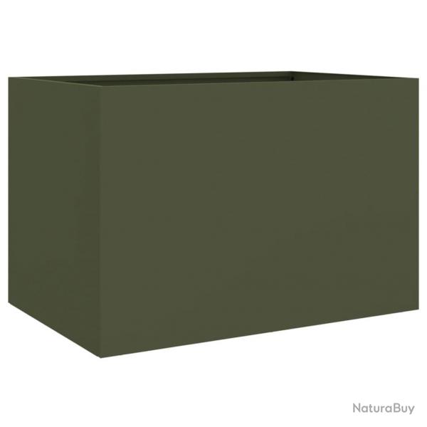 Jardinire bac lit surlev plantes fleurs terrasse jardin olive 62 x 40 x 39 cm acier vert 02_0038