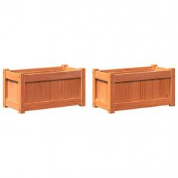 Jardinière bac lit surélevé plantes fleurs jardin terrasses lot de 2 cire bois de pin massif marron