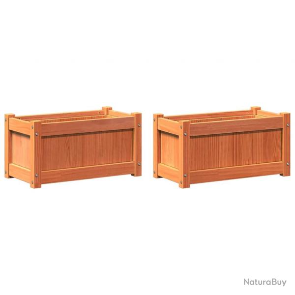 Jardinire bac lit surlev plantes fleurs jardin terrasses lot de 2 cire bois de pin massif marron