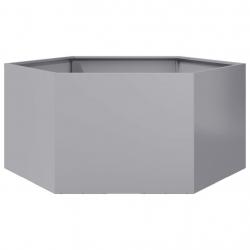 Jardinière bac lit surélevé plantes fleurs terrasse jardin hexagone 104 x 90 x 45 cm acier galvanis