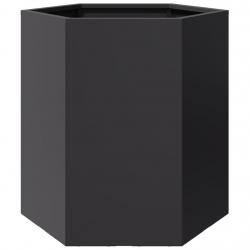 Jardinière bac lit surélevé plantes fleurs terrasse jardin hexagone 46 x 40 x 45 cm acier noir 02_0