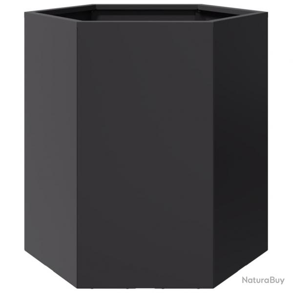 Jardinire bac lit surlev plantes fleurs terrasse jardin hexagone 46 x 40 x 45 cm acier noir 02_0