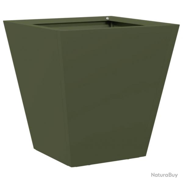 Jardinire bac lit surlev plantes fleurs terrasse jardin olive 30 x 30 x 30 cm acier vert 02_0038