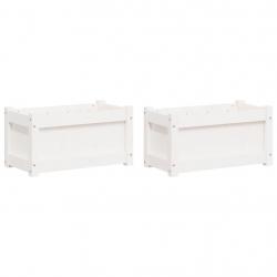 Jardinière bac lit surélevé plantes fleurs jardin terrasses lot de 2 bois de pin massif blanc 02_00