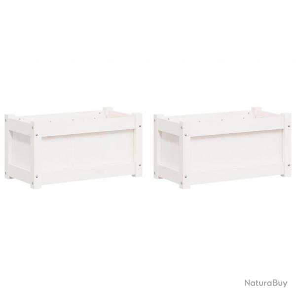 Jardinire bac lit surlev plantes fleurs jardin terrasses lot de 2 bois de pin massif blanc 02_00