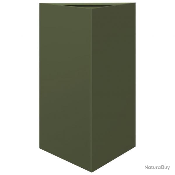 Jardinire bac lit surlev plantes fleurs terrasse jardin olive triangulaire 50 x 43 x 75 cm acier