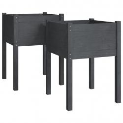 Jardinière bac lit surélevé plantes fleurs jardin terrasses lot de 2 50 x 50 x 70 cm bois de pin ma