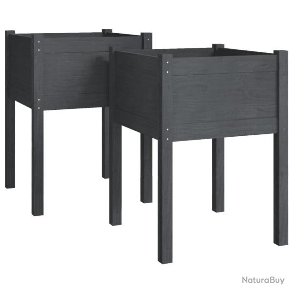 Jardinire bac lit surlev plantes fleurs jardin terrasses lot de 2 50 x 50 x 70 cm bois de pin ma