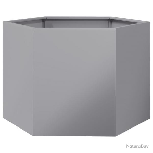 Jardinire bac lit surlev plantes fleurs terrasse jardin hexagone 69 x 60 x 45 cm acier galvanis