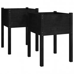 Jardinière bac lit surélevé plantes fleurs jardin terrasses lot de 2 50 x 50 x 70 cm bois de pin ma