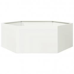 Jardinière bac lit surélevé plantes fleurs terrasse jardin hexagone 138 x 120 x 45 cm acier blanc 0