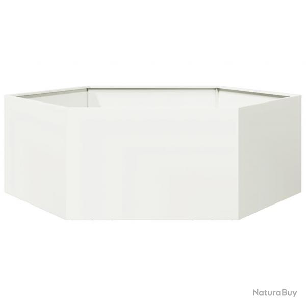 Jardinire bac lit surlev plantes fleurs terrasse jardin hexagone 138 x 120 x 45 cm acier blanc 0