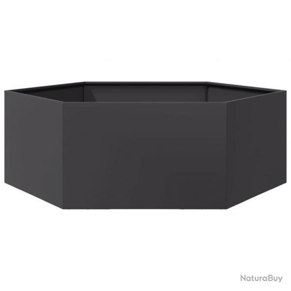 Jardinire bac lit surlev plantes fleurs terrasse jardin hexagone 138 x 120 x 45 cm acier noir 02