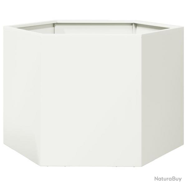 Jardinire bac lit surlev plantes fleurs terrasse jardin hexagone 69 x 60 x 45 cm acier blanc 02_