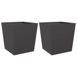 Jardini&egrave;re bac lit sur&eacute;lev&eacute; plantes fleurs jardin terrasses lot de 2 50 x 50 x 50 cm acier noir 02_