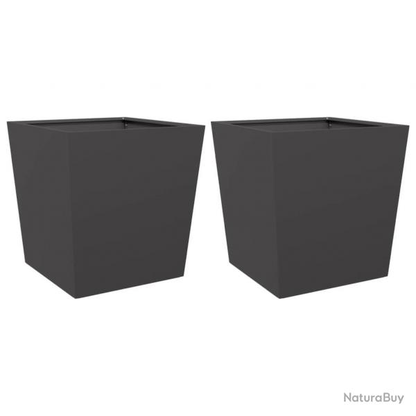 Jardinire bac lit surlev plantes fleurs jardin terrasses lot de 2 50 x 50 x 50 cm acier noir 02_