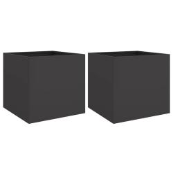 Jardini&egrave;re bac lit sur&eacute;lev&eacute; plantes fleurs jardin terrasses lot de 2 49 x 47 x 46 cm acier noir 02_