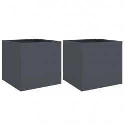 Jardinière bac lit surélevé plantes fleurs jardin terrasses lot de 2 49 x 47 x 46 cm acier anthraci
