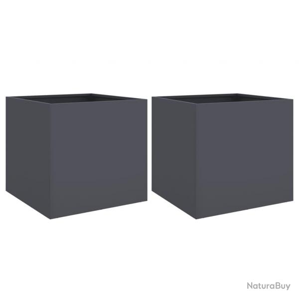 Jardinire bac lit surlev plantes fleurs jardin terrasses lot de 2 49 x 47 x 46 cm acier anthraci