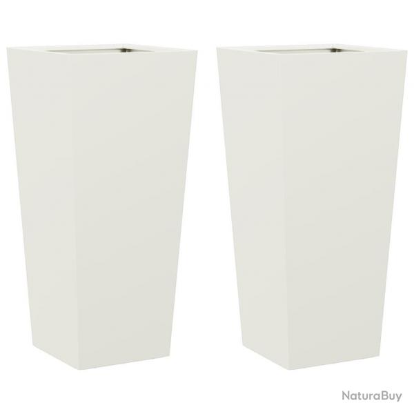 Jardinire bac lit surlev plantes fleurs jardin terrasses lot de 2 35 x 35 x 75 cm acier blanc 02